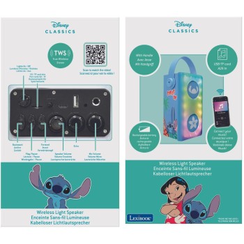 Lexibook Disney Stitch Speaker With Karaoke Stitch Microphone 25.BTP185DZ 3380743107004