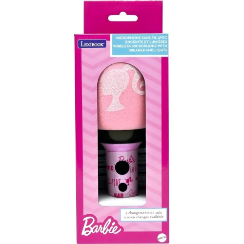 lexibook, barbie, wireless microphone with speaker and  4 voice modifiers,  25.MIC280BB 3380743107622