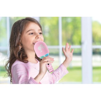 lexibook, barbie, wireless microphone with speaker and  4 voice modifiers,  25.MIC280BB 3380743107622