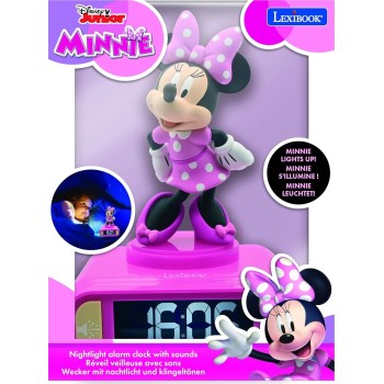 Lexibook Disney Minnie Mouse Disney, Minnie Nightlight Alarm Clock, Sounds And Melodies, LCD B 25.RL800MN 3380743101316