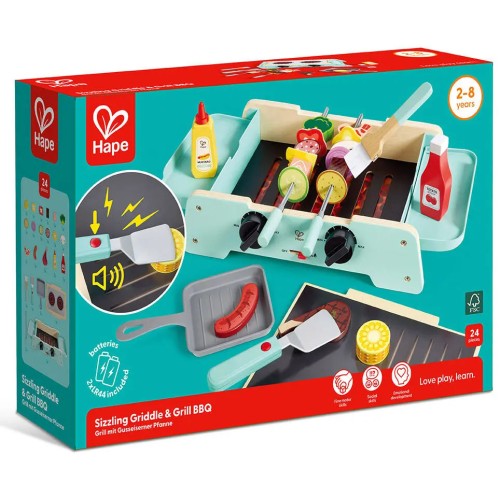 Hape Playfully Delicious Ξύλινη Ψησταριά & Grill BBQ, Ρεαλιστικοί Ήχοι E3214A 6943478046900