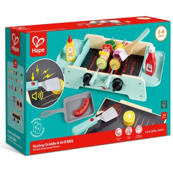 Hape Playfully Delicious Ξύλινη Ψησταριά & Grill BBQ, Ρεαλιστικοί Ήχοι E3214A 6943478046900