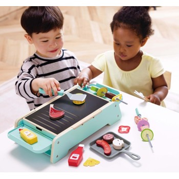 Hape Playfully Delicious Ξύλινη Ψησταριά & Grill BBQ, Ρεαλιστικοί Ήχοι E3214A 6943478046900
