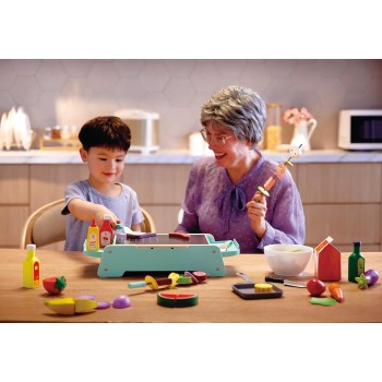Hape Playfully Delicious Ξύλινη Ψησταριά & Grill BBQ, Ρεαλιστικοί Ήχοι E3214A 6943478046900