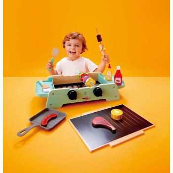 Hape Playfully Delicious Ξύλινη Ψησταριά & Grill BBQ, Ρεαλιστικοί Ήχοι E3214A 6943478046900