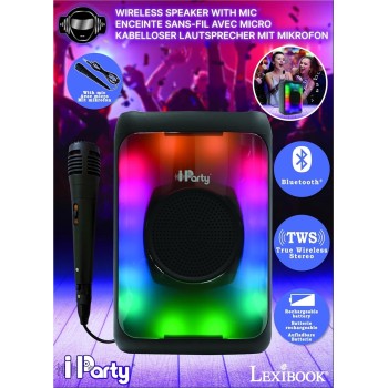 Lexibook Iparty, Portable Bluetooth Speaker With Microphone, Powerful Soun 25.K8320 3380743105246