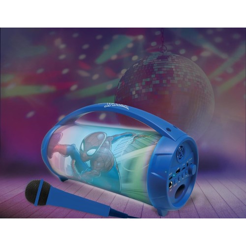 Lexibook Childrens Speaker With Spiderman Karaoke Microphone 25.BTP585SPZ 3380743105857