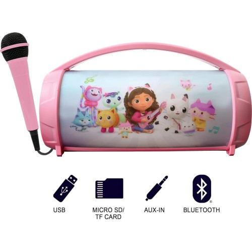 Lexibook Gabbys Dollhouse, Wireless  Speaker With Microphone, Stereo Sound 25.BTP585GD 3380743108315