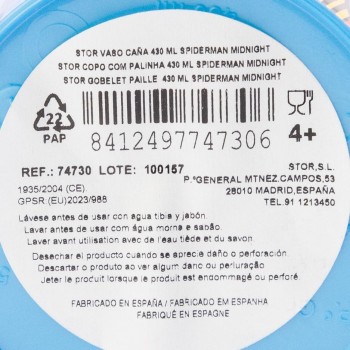Stor easy-drinking cup, 430 ml, spiderman, midnight flyer B74730 8412497747306
