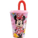 Stor Disney Minnie Mouse Ποτήρι Με Καλαμάκι BPA Free 430Ml | Minnie Mouse Spring Look, Red B74430 8412497744305