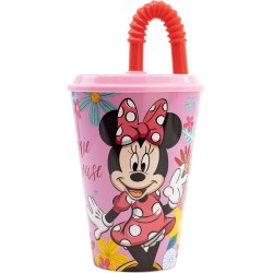 Stor Disney Minnie Mouse Reusable Cup For Kids With Plastic Straw BPA Free 430Ml | Minnie Mouse Spring Look, Red B74430 84124977