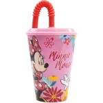 Stor Disney Minnie Mouse Reusable Cup For Kids With Plastic Straw BPA Free 430Ml | Minnie Mouse Spring Look, Red B74430 84124977