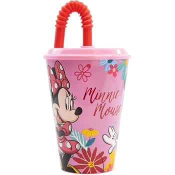 Stor Disney Minnie Mouse Ποτήρι Με Καλαμάκι BPA Free 430Ml | Minnie Mouse Spring Look, Red B74430 8412497744305
