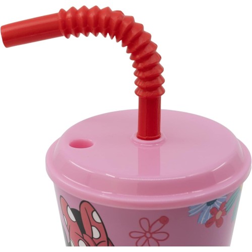 Stor Disney Minnie Mouse Reusable Cup For Kids With Plastic Straw BPA Free 430Ml | Minnie Mouse Spring Look, Red B74430 84124977