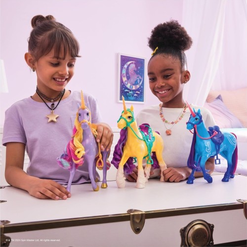 Spin Master unicorn academy, unicorn with head movement, 2 riding accessories, 27.9cm,  105944 681147036260