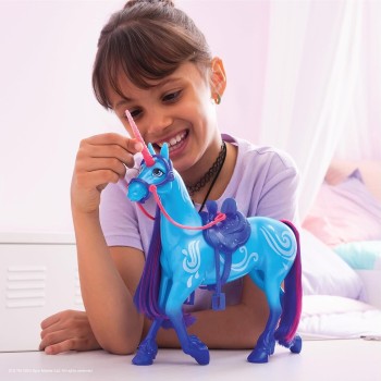 Spin Master unicorn academy, unicorn with head movement, 2 riding accessories, 27.9cm,  105944 681147036260
