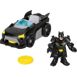 Mattel Fisher-Price DC Super Friends Metal Force Batmobile Toy Car, 3-Inch Batman Action Figure & Accessories Set, Includes L JF