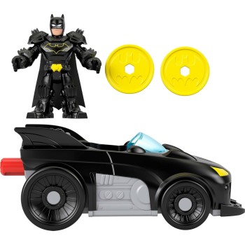 Mattel Fisher-Price DC Super Friends Metal Force Batmobile Toy Car, 3-Inch Batman Action Figure & Accessories Set, Includes L JF