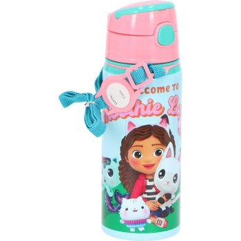 kids licensing Gabbys Dollhouse KL Water Bottle Aluminium 600Ml With Handle Cabbys Dollhouse GD00010 8435507876629