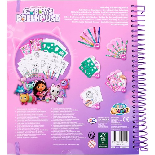 canenco gabbys dollhouse - stencil book - dreamworks - activity colouring book - co GD24356 8719668024120
