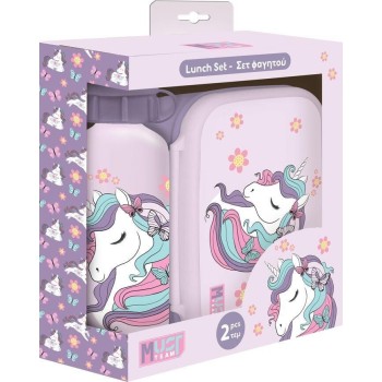 Diakakis imports Σετ Φαγητού Must Team Lovely Unicorn Φαγητοδοχείο 800ml-παγούρι Αλουμινίου 500ml 000586459 5205698736803