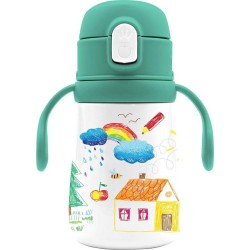 Diakakis imports Wagger Warm Stainless Steel Must Team Happy Doodle 350 ml With Handles and Straw 000586637 5205698736520