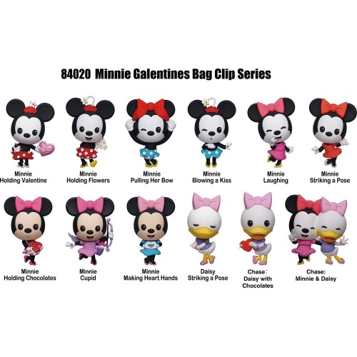 Disney Minnie Mouse Monogram Disney: Minnie 24 Pcs PDQ Blind Bag/Random 3D Foam Bag Clips Figures 103951 077764840203