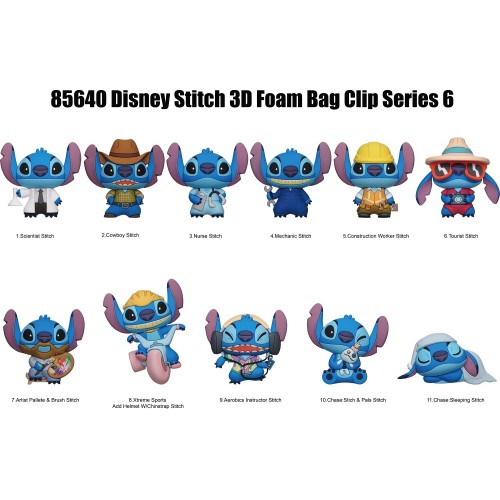 Disney Stitch Monogram Disney: Stitch PDQ Blind Bag/Random 3D Foam Bag Clips Figures 103953 077764856402