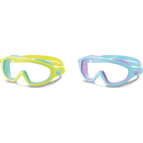 INTEX - kids 2 pack polycarbonate lenses silicone swimming masks, multi-colour, 3 55983 6941057426020