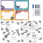Lisciani - Disney Stitch - Stitch Drawing School - Creative Drawing And Paint Set For Children From 5 Years - 4 Wipeable Slate B