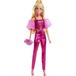 Mattel Barbie Deluxe Style Fashion Doll 5 in Metallic Pink Outfit With Corset Top and Accessories, Blonde JFP40 194735303083