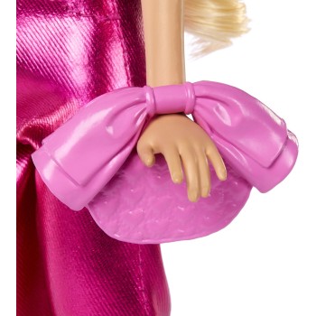 Mattel Barbie Deluxe Style Fashion Doll 5 in Metallic Pink Outfit With Corset Top and Accessories, Blonde JFP40 194735303083
