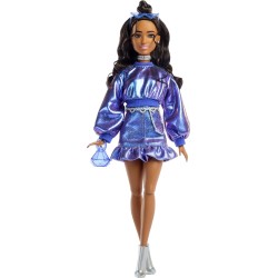 Mattel Barbie Deluxe Style Fashion Doll 7 In Metallic Blue Top And Skirt With Accessories, Brunette JFP42 194735303090