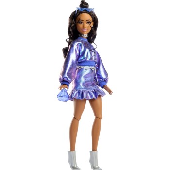 Mattel Barbie Deluxe Style Fashion Doll 7 In Metallic Blue Top And Skirt With Accessories, Brunette JFP42 194735303090