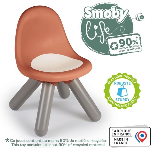Smoby Life - Παιδική Καρέκλα Terracotta - Κατασκευασμένο Από Ανακυκλωμένο Υλικό, Σταθερό Πλαστικό 880122 3032168801226