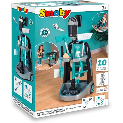 Smoby Rowenta Καροτσάκι Trolley Καθαρισμού & Ηλεκτρική Σκούπα 330319 3032163303190