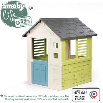 Smoby Life - Jolie Spielhaus 98x110x127 cm with 59% recycling content - weatherproof garden house for children with windows - ou