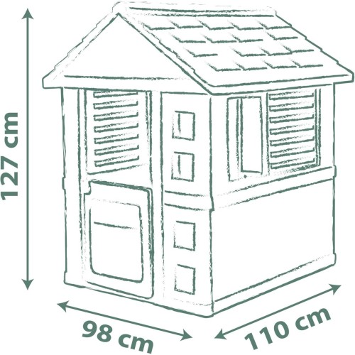 Smoby Life - Jolie Spielhaus 98x110x127 cm with 59% recycling content - weatherproof garden house for children with windows - ou