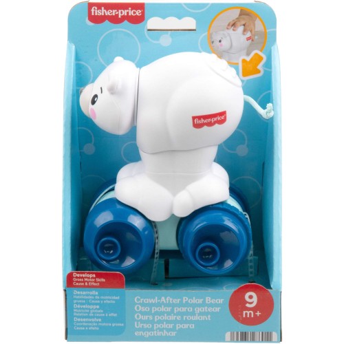 Mattel Fisher-Price Baby Toy Crawl-After Polar Bear, Animal-Themed Activity Vehicle With Sensory Details For Infants Ages 9+ Mon