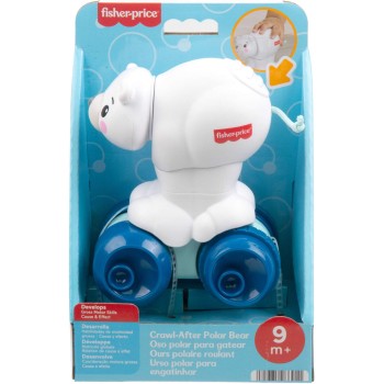 Mattel Fisher-Price Baby Toy Crawl-After Polar Bear, Animal-Themed Activity Vehicle With Sensory Details For Infants Ages 9+ Mon
