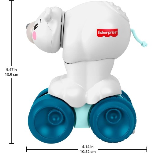 Mattel Fisher-Price Baby Toy Crawl-After Polar Bear, Animal-Themed Activity Vehicle With Sensory Details For Infants Ages 9+ Mon