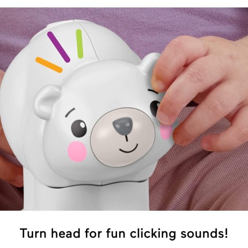 Mattel Fisher-Price Baby Toy Crawl-After Polar Bear, Animal-Themed Activity Vehicle With Sensory Details For Infants Ages 9+ Mon