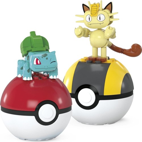 MEGA Pokemon-Pokeball Σετ Των 2 Pokemon Bulbasaur And Meowth Pokemon Κατασκευών HXP11 / JCR82 194735275342