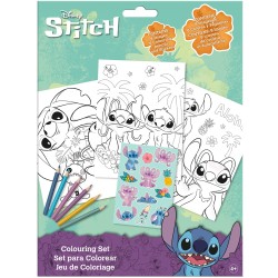 kids licensing Disney Stitch Colouring Set With Pencil Colours And Stitch Stickers ST00105 5903235687228