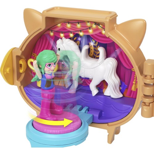 Mattel Polly Pocket Pet Connects Horse, Stackable Compact Playset With Micro Doll and Pet Animal, Mini Toys, Travel Toys GYV99 /
