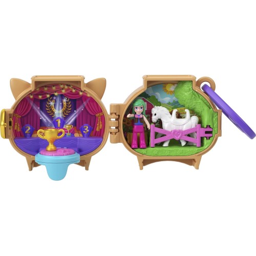 Mattel Polly Pocket Pet Connects Horse, Stackable Compact Playset With Micro Doll and Pet Animal, Mini Toys, Travel Toys GYV99 /