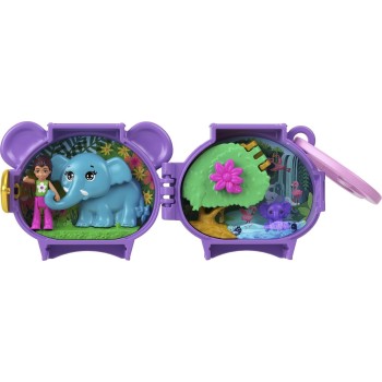Mattel Polly Pocket Pet Connects Elephant, Stackable Compact Playset With Micro Doll and Pet Animal, Mini Toys, Travel Toys GYV9