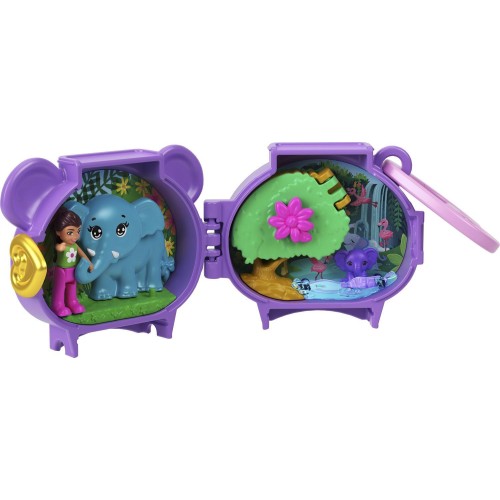 Mattel Polly Pocket Pet Connects Elephant, Stackable Compact Playset With Micro Doll and Pet Animal, Mini Toys, Travel Toys GYV9