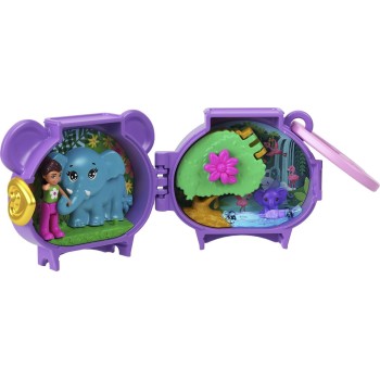 Mattel Polly Pocket Pet Connects Elephant, Stackable Compact Playset With Micro Doll and Pet Animal, Mini Toys, Travel Toys GYV9