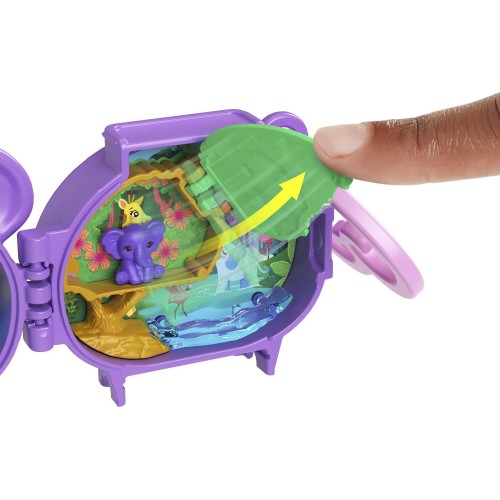 Mattel Polly Pocket Pet Connects Elephant, Stackable Compact Playset With Micro Doll and Pet Animal, Mini Toys, Travel Toys GYV9